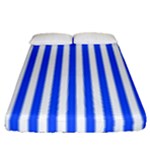 Blue Stripes, Sticker, Stickers Fitted Sheet (Queen Size)