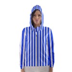 Blue Stripes, Sticker, Stickers Women s Hooded Windbreaker