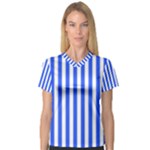 Blue Stripes, Sticker, Stickers V-Neck Sport Mesh T-Shirt