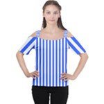 Blue Stripes, Sticker, Stickers Cutout Shoulder T-Shirt