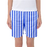 Blue Stripes, Sticker, Stickers Women s Basketball Shorts