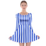 Blue Stripes, Sticker, Stickers Long Sleeve Skater Dress