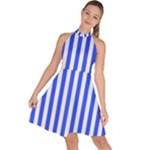 Blue Stripes, Sticker, Stickers Sleeveless Halter Neck A-Line Dress