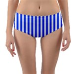 Blue Stripes, Sticker, Stickers Reversible Mid-Waist Bikini Bottoms