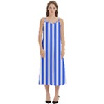 Blue Stripes, Sticker, Stickers Casual Spaghetti Strap Midi Dress