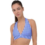 Blue Stripes, Sticker, Stickers Halter Plunge Bikini Top