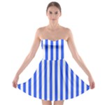 Blue Stripes, Sticker, Stickers Strapless Bra Top Dress