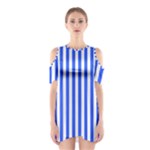 Blue Stripes, Sticker, Stickers Shoulder Cutout One Piece Dress