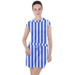 Blue Stripes, Sticker, Stickers Drawstring Hooded Dress