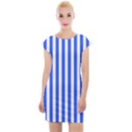 Blue Stripes, Sticker, Stickers Cap Sleeve Bodycon Dress