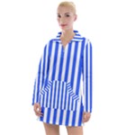 Blue Stripes, Sticker, Stickers Women s Long Sleeve Casual Dress