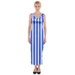 Blue Stripes, Sticker, Stickers Fitted Maxi Dress