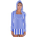 Blue Stripes, Sticker, Stickers Long Sleeve Hooded T-shirt