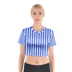 Blue Stripes, Sticker, Stickers Cotton Crop Top