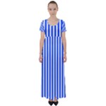 Blue Stripes, Sticker, Stickers High Waist Short Sleeve Maxi Dress