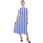 Blue Stripes, Sticker, Stickers Midi Tie-Back Chiffon Dress