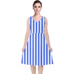 Blue Stripes, Sticker, Stickers V-Neck Midi Sleeveless Dress 