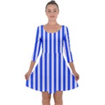 Blue Stripes, Sticker, Stickers Quarter Sleeve Skater Dress