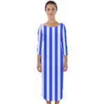 Blue Stripes, Sticker, Stickers Quarter Sleeve Midi Bodycon Dress