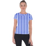 Blue Stripes, Sticker, Stickers Short Sleeve Sports Top 