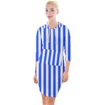 Blue Stripes, Sticker, Stickers Quarter Sleeve Hood Bodycon Dress