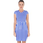 Blue Stripes, Sticker, Stickers Capsleeve Drawstring Dress 