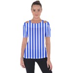 Blue Stripes, Sticker, Stickers Shoulder Cut Out Short Sleeve Top