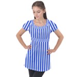 Blue Stripes, Sticker, Stickers Puff Sleeve Tunic Top