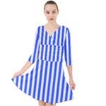 Blue Stripes, Sticker, Stickers Quarter Sleeve Front Wrap Dress