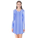 Blue Stripes, Sticker, Stickers Long Sleeve V-neck Flare Dress