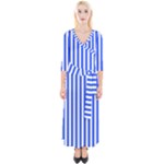 Blue Stripes, Sticker, Stickers Quarter Sleeve Wrap Maxi Dress