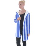 Blue Stripes, Sticker, Stickers Longline Hooded Cardigan