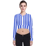 Blue Stripes, Sticker, Stickers Long Sleeve Zip Up Bomber Jacket