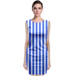 Blue Stripes, Sticker, Stickers Sleeveless Velvet Midi Dress