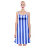 Blue Stripes, Sticker, Stickers Spaghetti Strap Velvet Dress