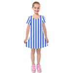 Blue Stripes, Sticker, Stickers Kids  Short Sleeve Velvet Dress