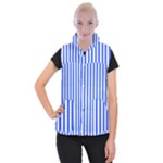 Blue Stripes, Sticker, Stickers Women s Button Up Vest