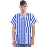 Blue Stripes, Sticker, Stickers Men s V-Neck Scrub Top