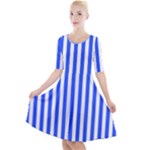 Blue Stripes, Sticker, Stickers Quarter Sleeve A-Line Dress