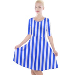 Quarter Sleeve A-Line Dress With Pockets 