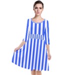 Blue Stripes, Sticker, Stickers Quarter Sleeve Waist Band Dress