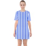 Blue Stripes, Sticker, Stickers Sixties Short Sleeve Mini Dress