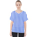 Blue Stripes, Sticker, Stickers V-Neck Dolman Drape Top