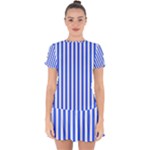 Blue Stripes, Sticker, Stickers Drop Hem Mini Chiffon Dress