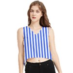 Blue Stripes, Sticker, Stickers V-Neck Cropped Tank Top