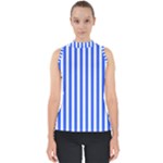 Blue Stripes, Sticker, Stickers Mock Neck Shell Top