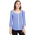 Blue Stripes, Sticker, Stickers Chiffon Quarter Sleeve Blouse