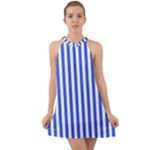 Blue Stripes, Sticker, Stickers Halter Tie Back Chiffon Dress