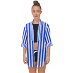 Blue Stripes, Sticker, Stickers Open Front Chiffon Kimono