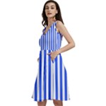 Blue Stripes, Sticker, Stickers Sleeveless V-Neck Skater Dress with Pockets